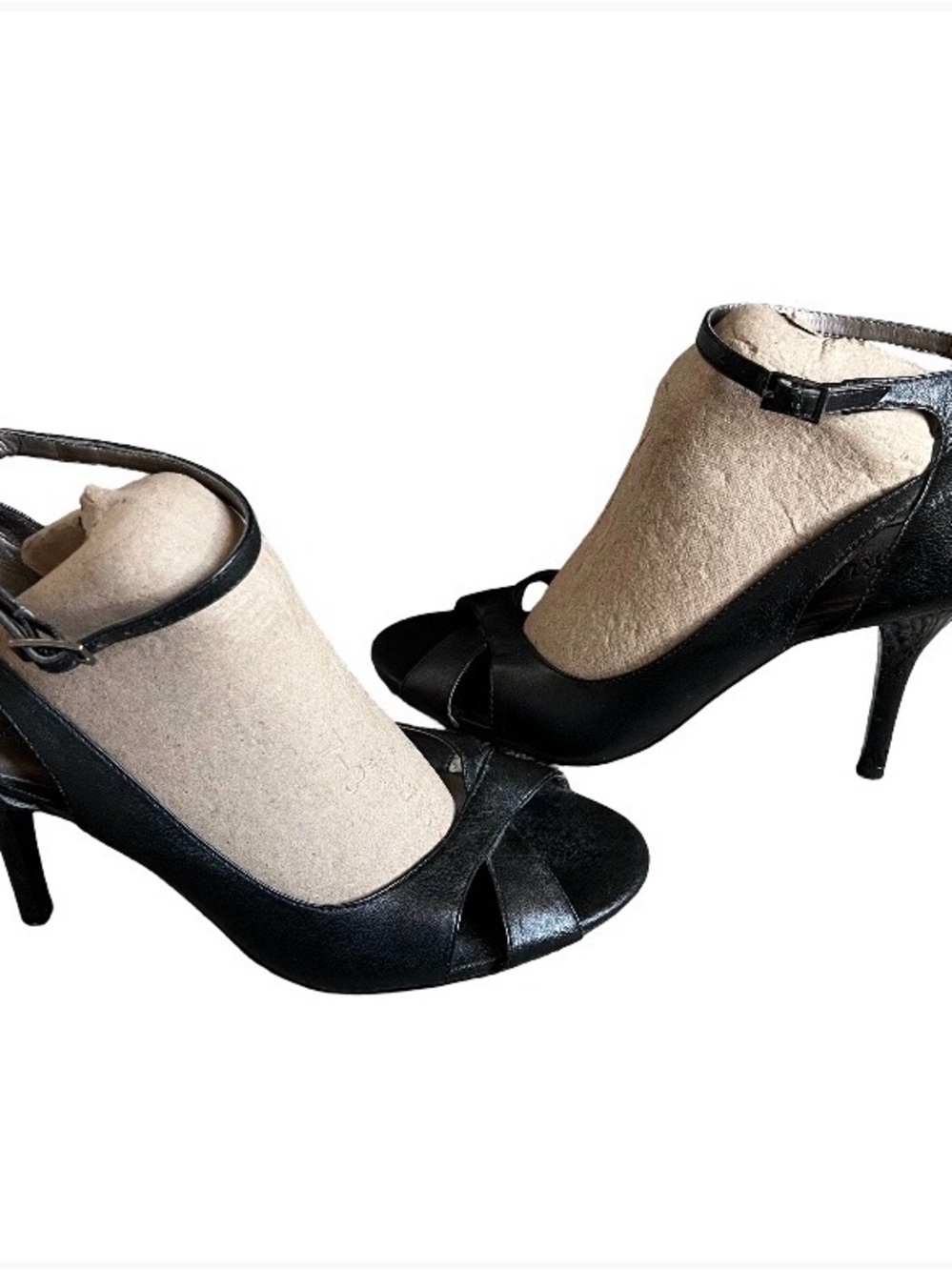 Carlos by Carlos Santana Sexy Black Leather Ankle Straps Heels Size 6!